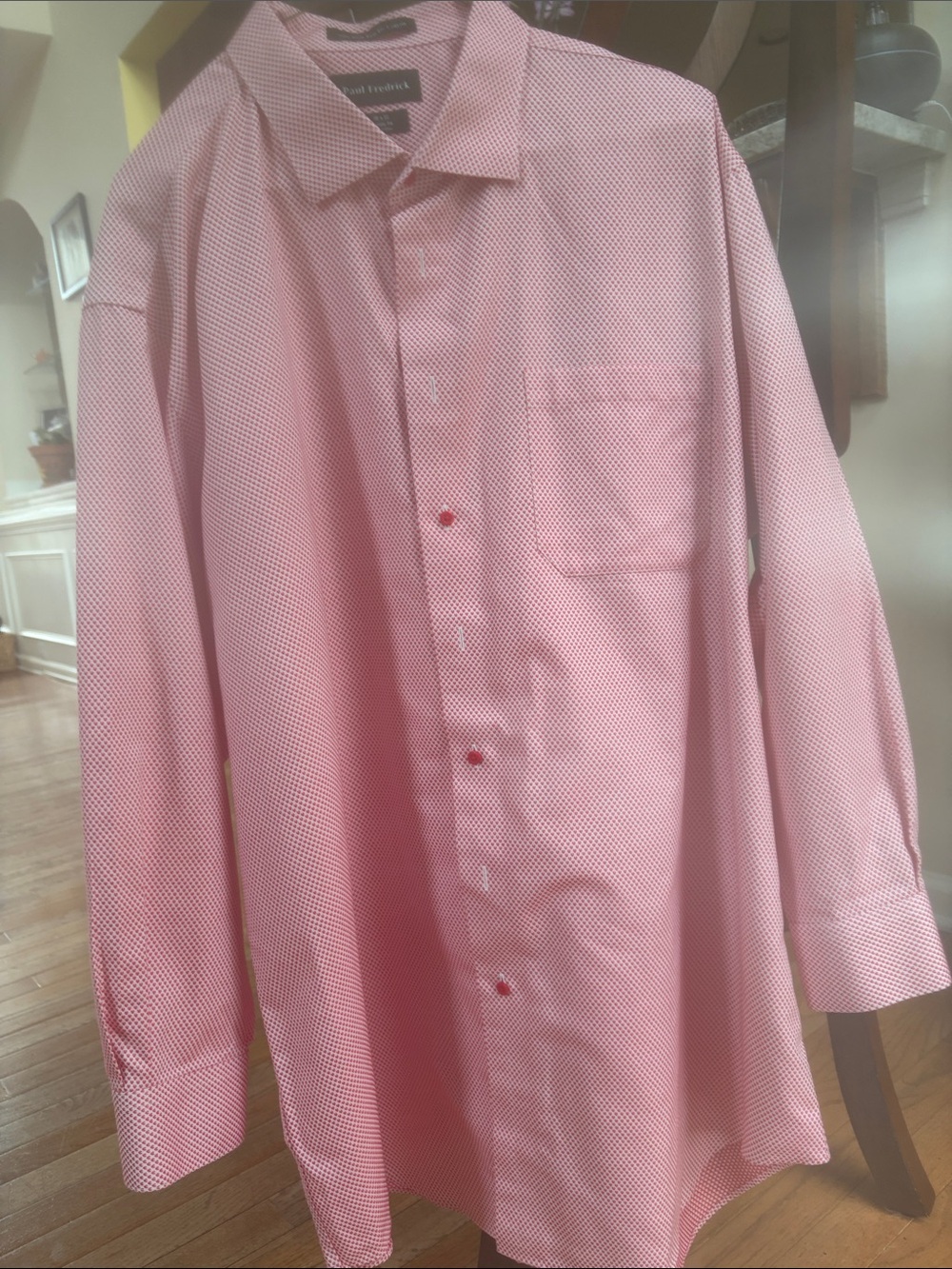 Paul Fredrick Men's Pink Micro-Pattern Dress Shirt